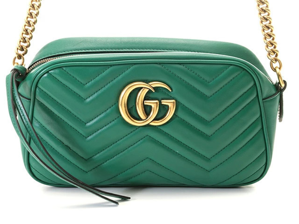 Gucci GG Marmont Camera Bag Green Leather Shoulder